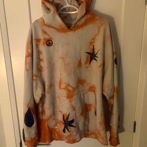 Nike Orange and Blue Tie-Dye Hoodie